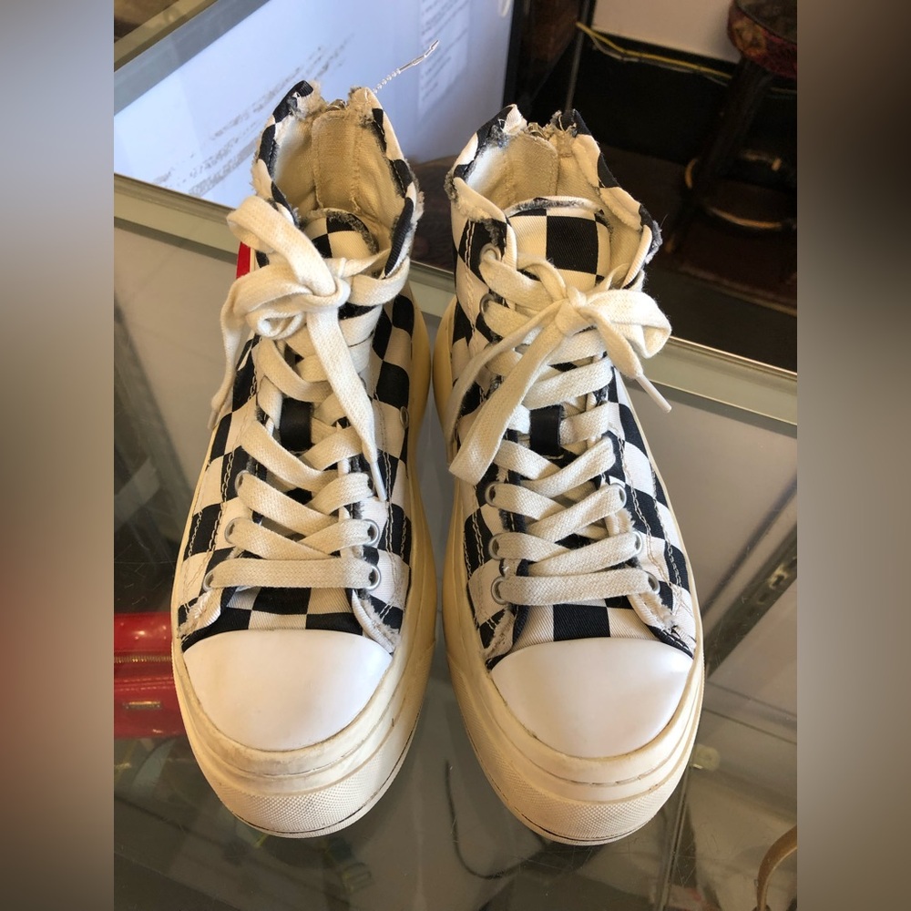 R13 Checkered High-Top Sneakers size 7 in good condition